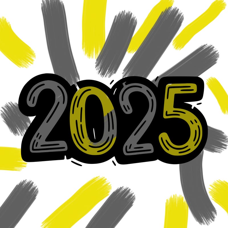 one line scrawled numbers sketch design “2025”