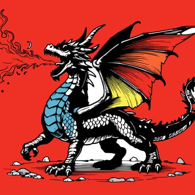 realistic dragon breathing fire