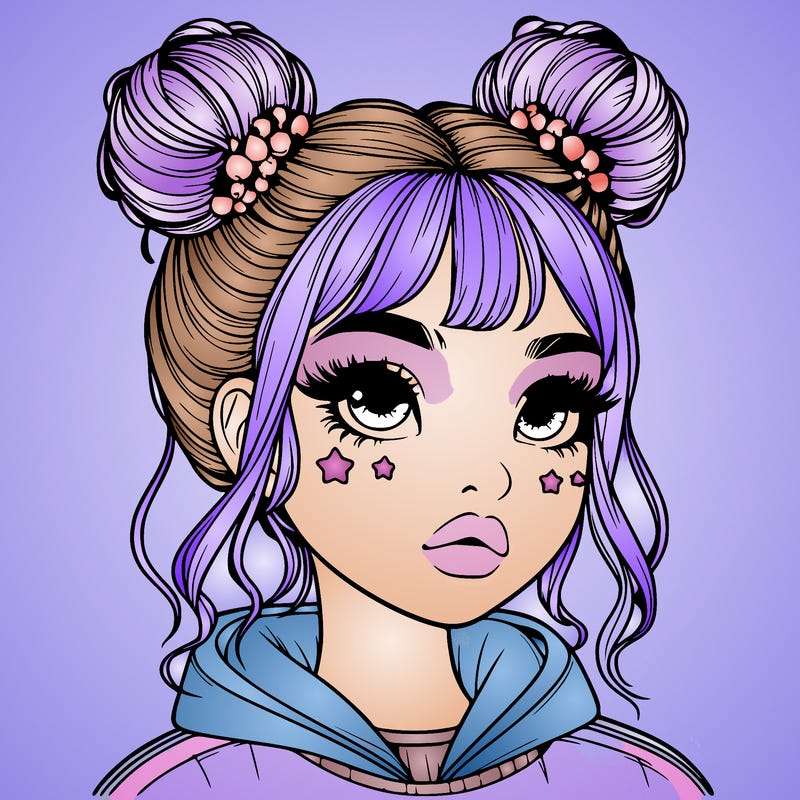 realistic girl with space buns