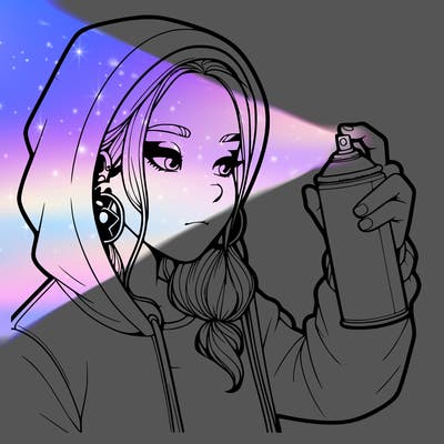a realistic girl, spray painting