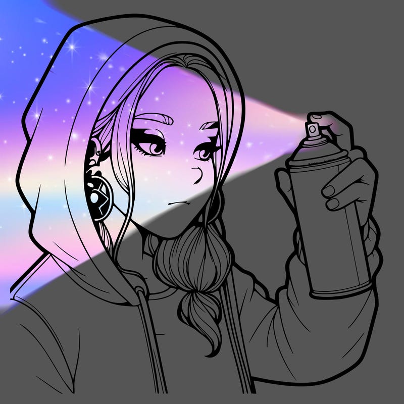a realistic girl, spray painting