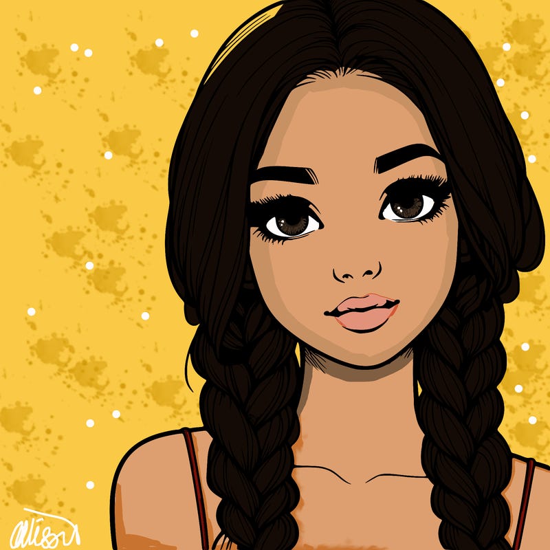 realistic girl with braids