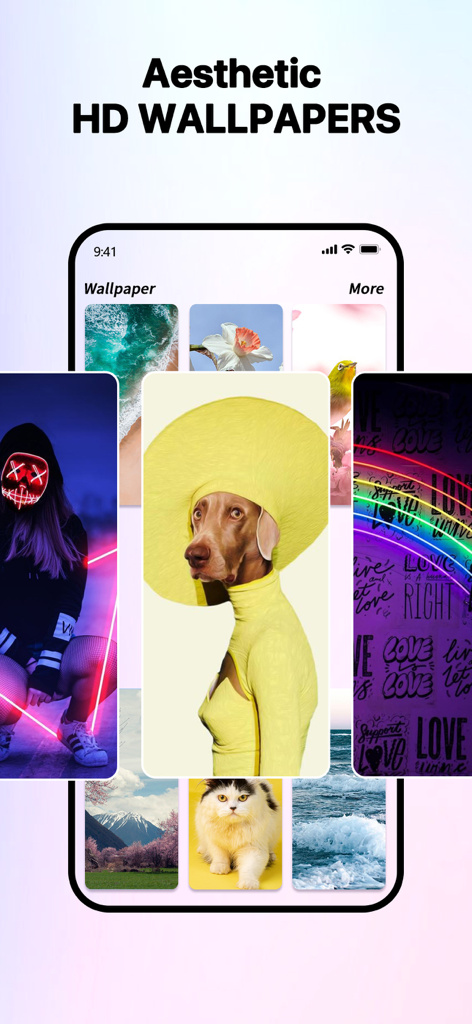 Uma coleção de papéis de parede HD estéticos para personalização do iPhone com animais, paisagens e designs neon.