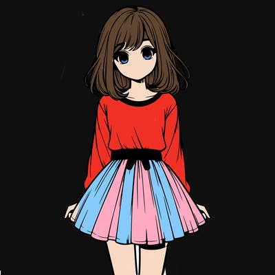 realistic girl with a skirt on