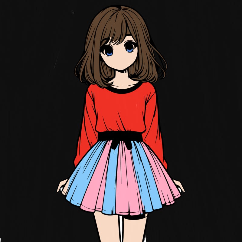 realistic girl with a skirt on