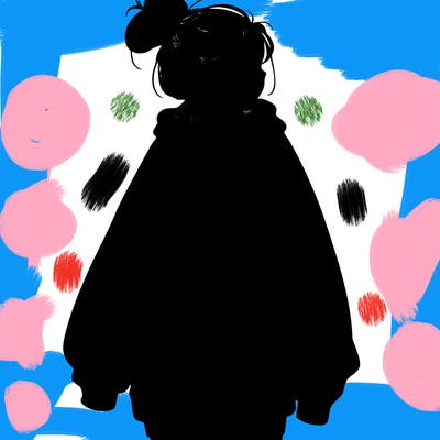 realistic girl with a oversized sweatshirt on and a bun