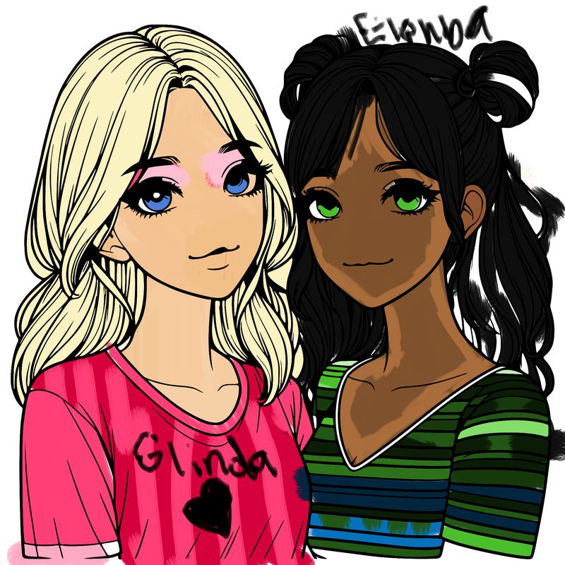 two girls realistic