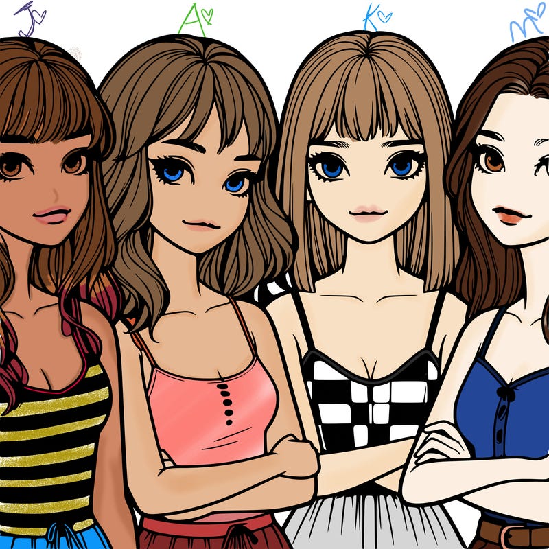 four realistic girls