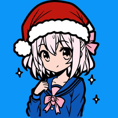 anime girl wearing a santa hat