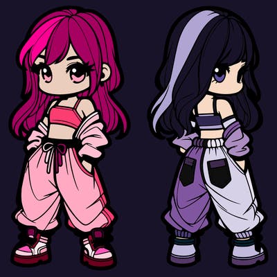 girl in crop top and baggy pants