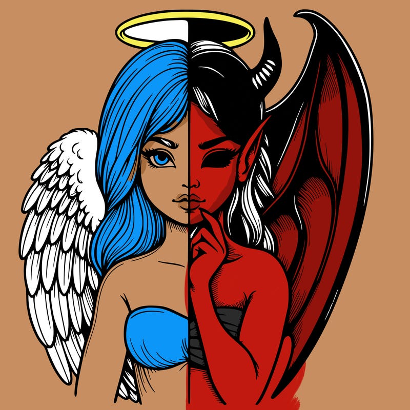 realistic angel half demon