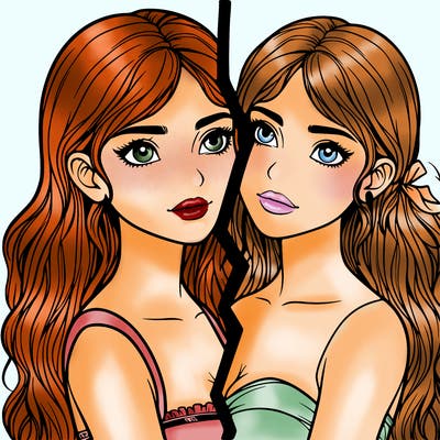 split realistic girl