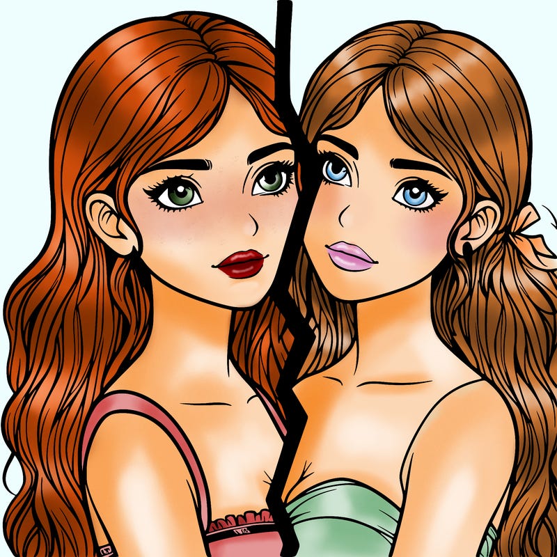 split realistic girl