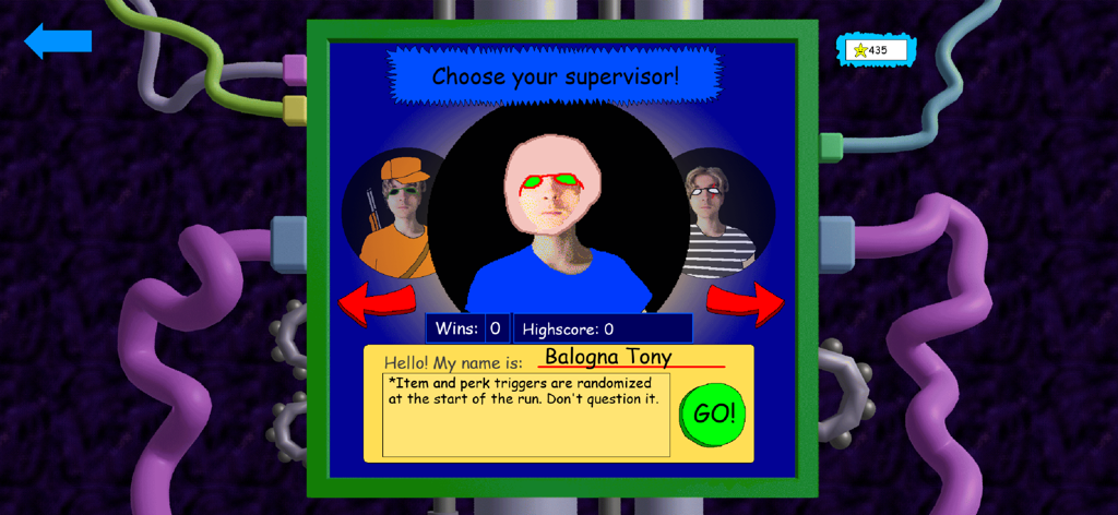 Nubby's Number Factory - A supervisor selection screen in Nubby's Number Factory featuring the character Balogna Tony