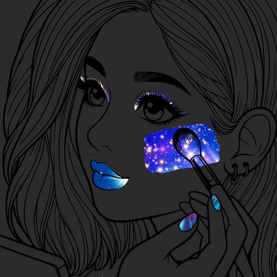 a realistic girl doing her makeup