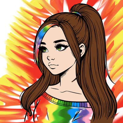 realistic girl with a high ponytail