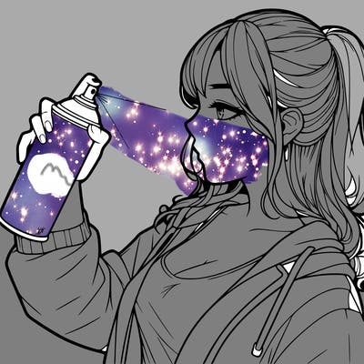 a realistic girl spray, painting