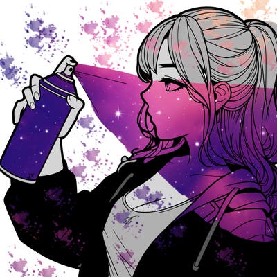 a realistic girl spray, painting