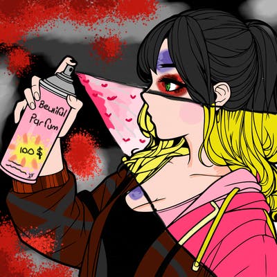 a realistic girl spray, painting