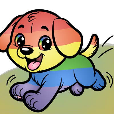 puppy running happily