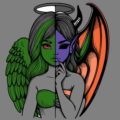 realistic angel half demon