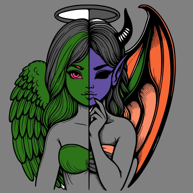 realistic angel half demon