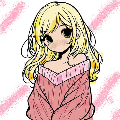 shy pretty girl wearing a sweater that is falling off one shoulder portrait
