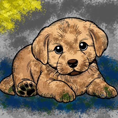 a cute realistic puppy