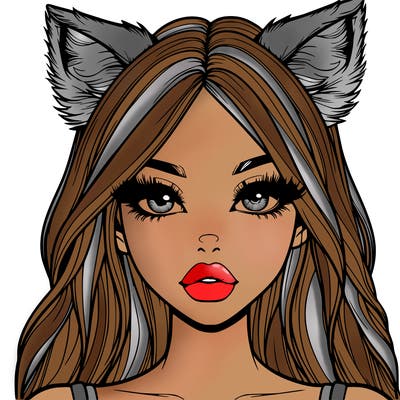 realistic girl with fox ears and realistic lips