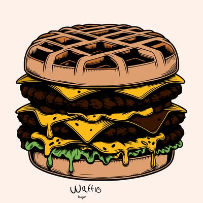 realistic waffle burger