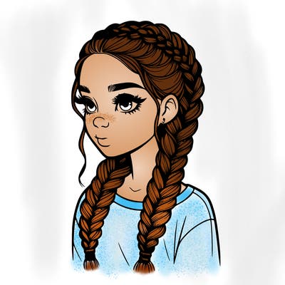 realistic girl with braids