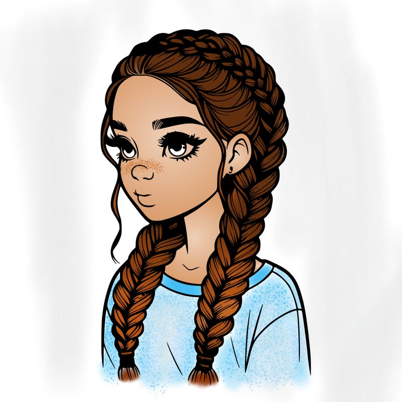 realistic girl with braids