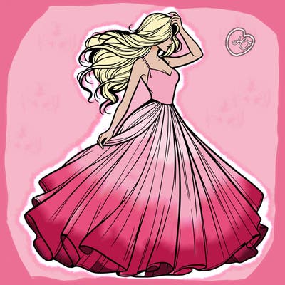 realistic woman with dress flowing in the wind