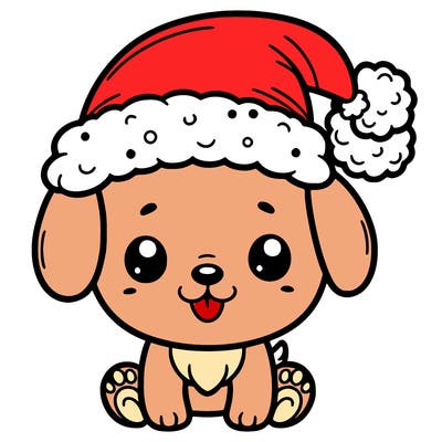 a cute puppy whith a christmas hat