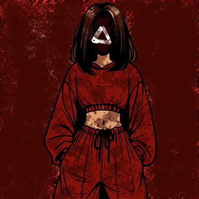 realistic girl faceless with baggy pants and a crop top