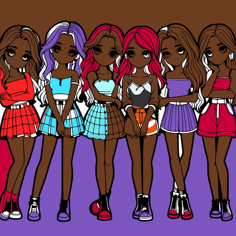 a group of girls realistic