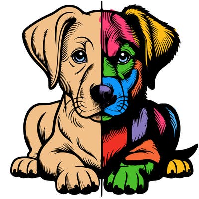 realistic dog split picture
