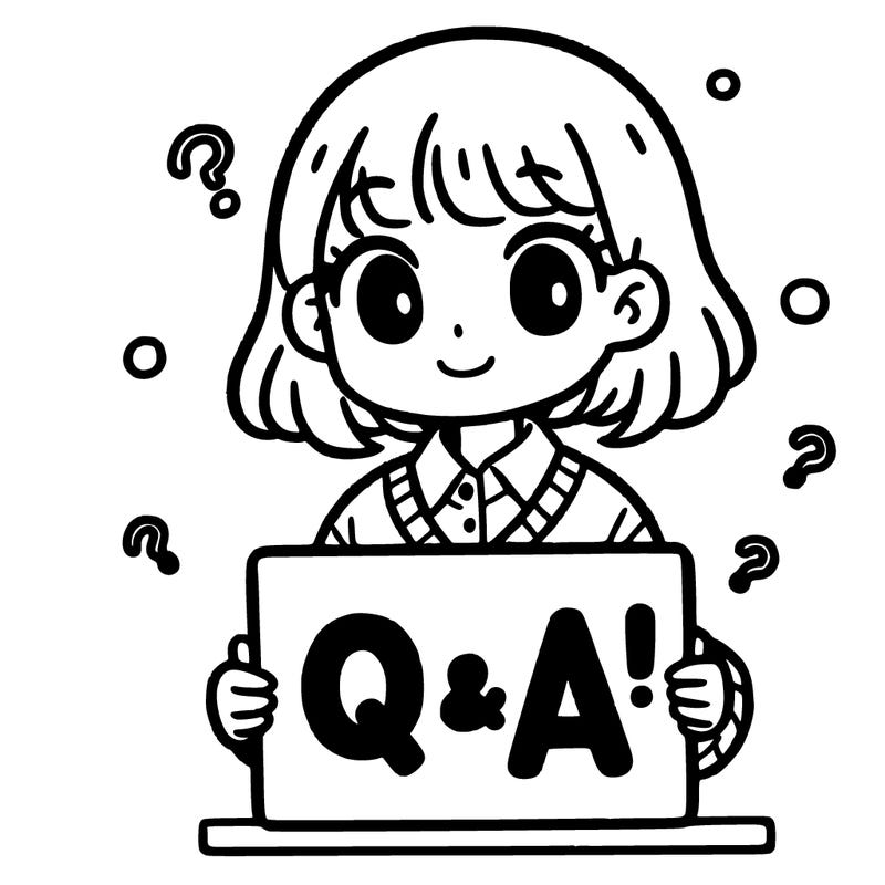 girl with short hair holding a sign that says “q&a!”