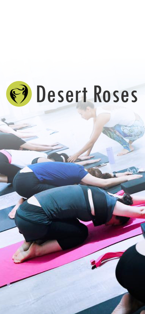 Women practicing yoga in a Desert Roses studio class