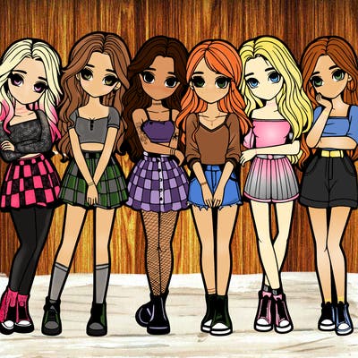 a group of girls realistic