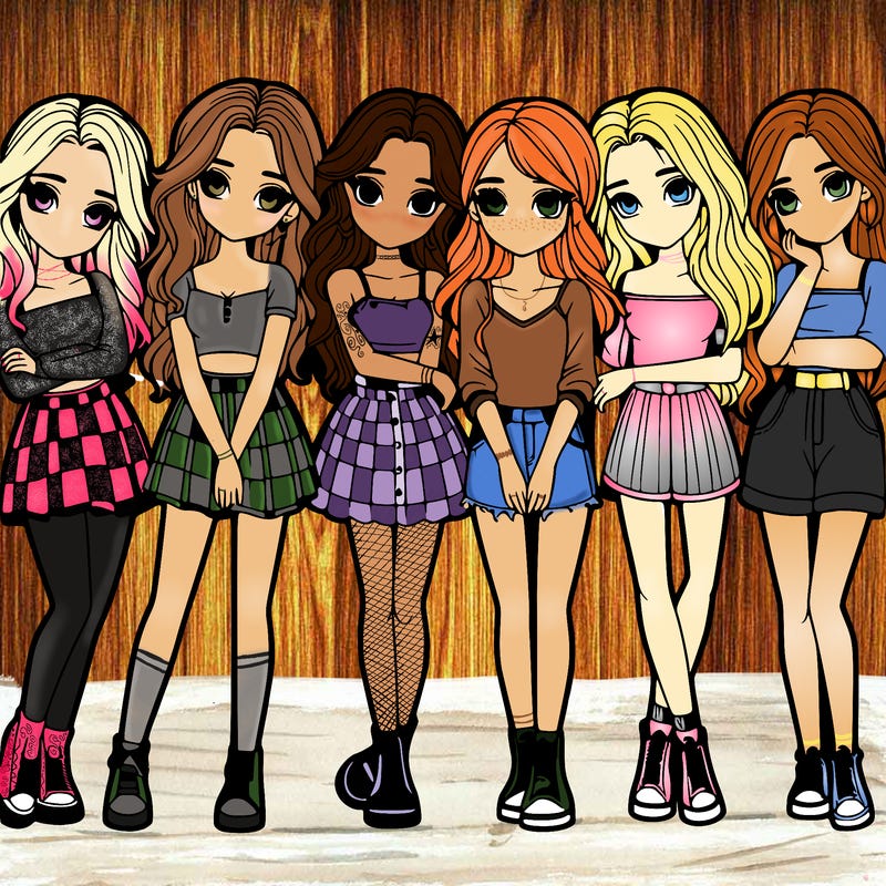 a group of girls realistic