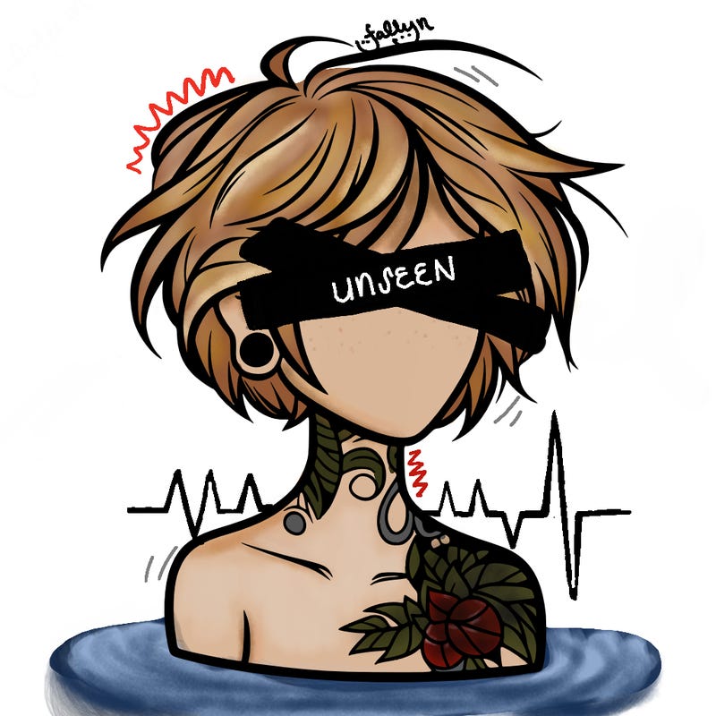 tattooed woman with short messy hair