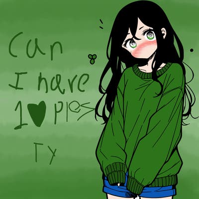 manga teen girl  in a sweater and baggy pants