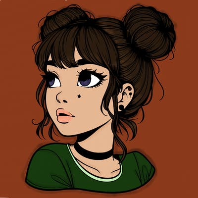 realistic girl with spacebuns