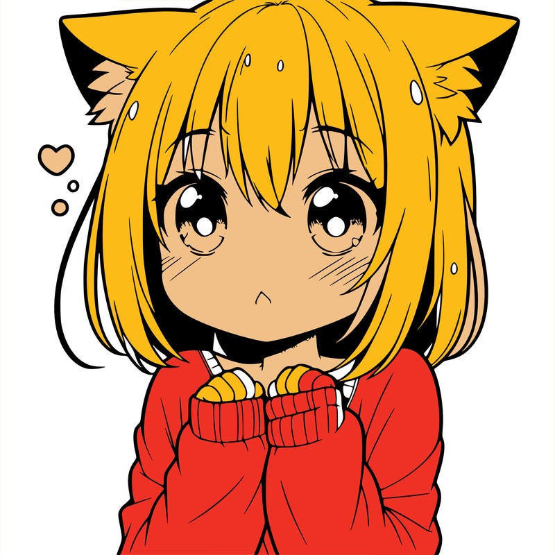 shy anime catgirl