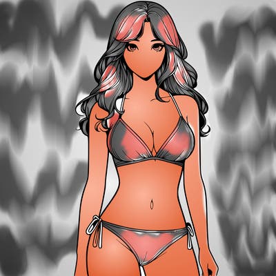 realistic girl with a revealing swimsuit