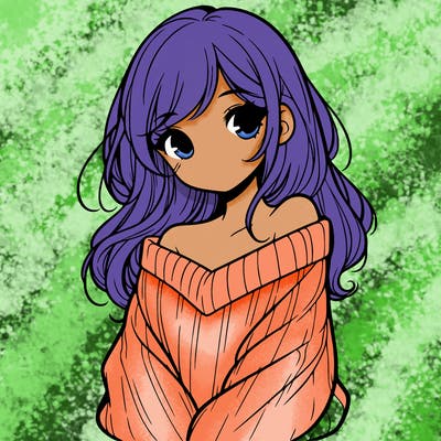 shy pretty girl wearing a sweater that is falling off one shoulder portrait