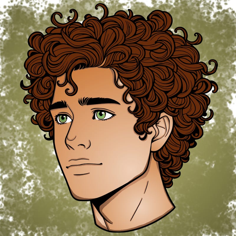 realistic guy with curly hair