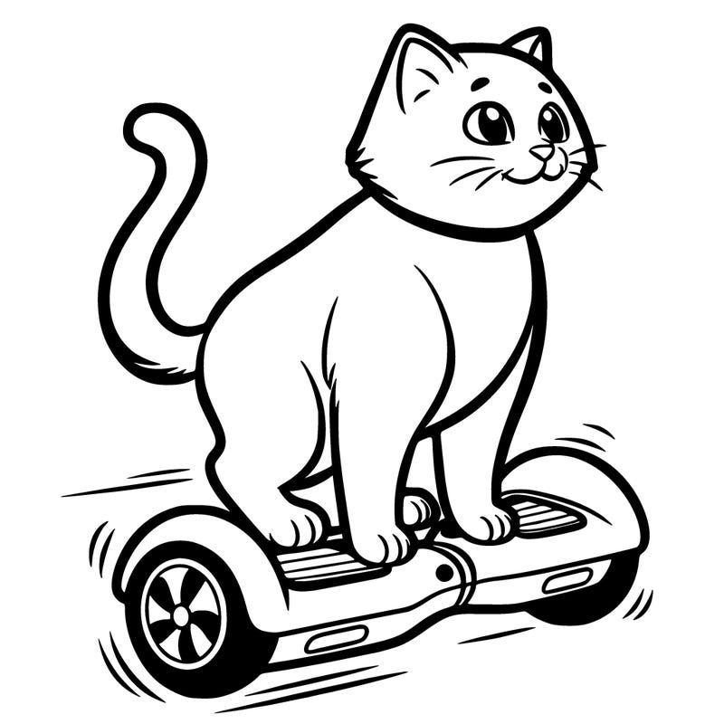 cat riding at hoverboard