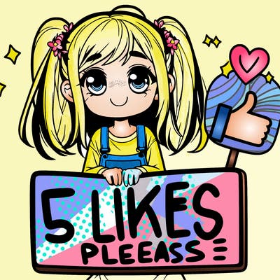 girl holding sign saying 5 likes please